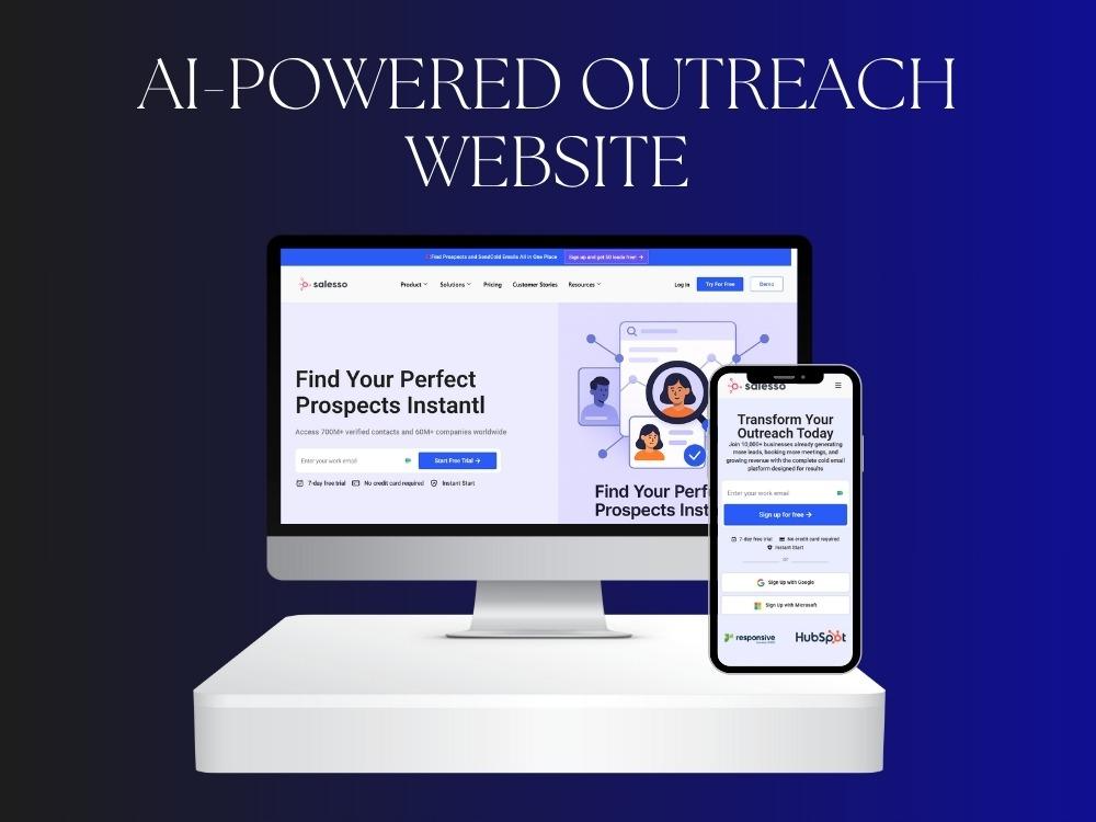 AI Outreach website display featuring professional SEO Services in Dhabi for leads.