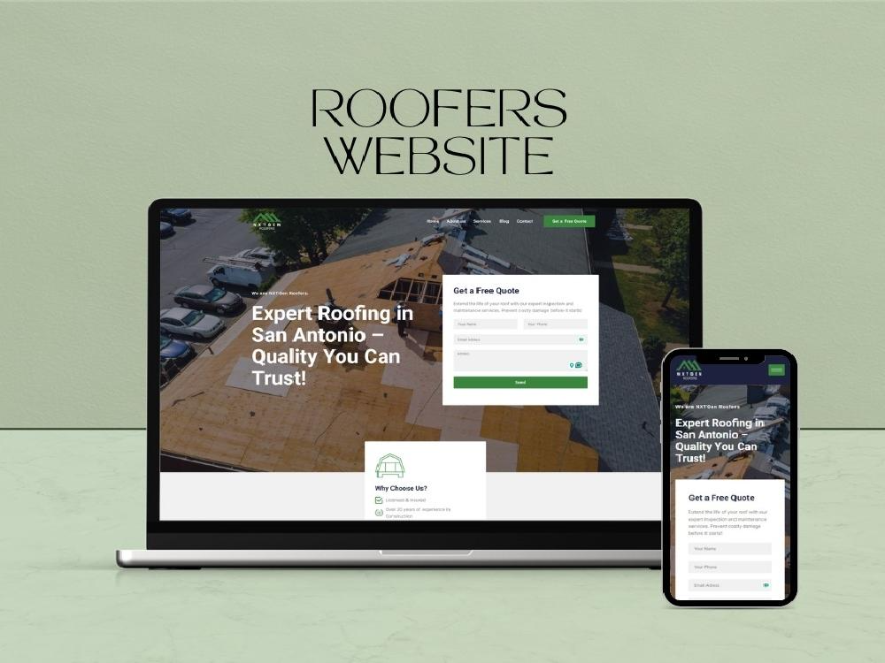 NXT-Gen Roofers website mockup showcasing expert roofing services in San Antonio.