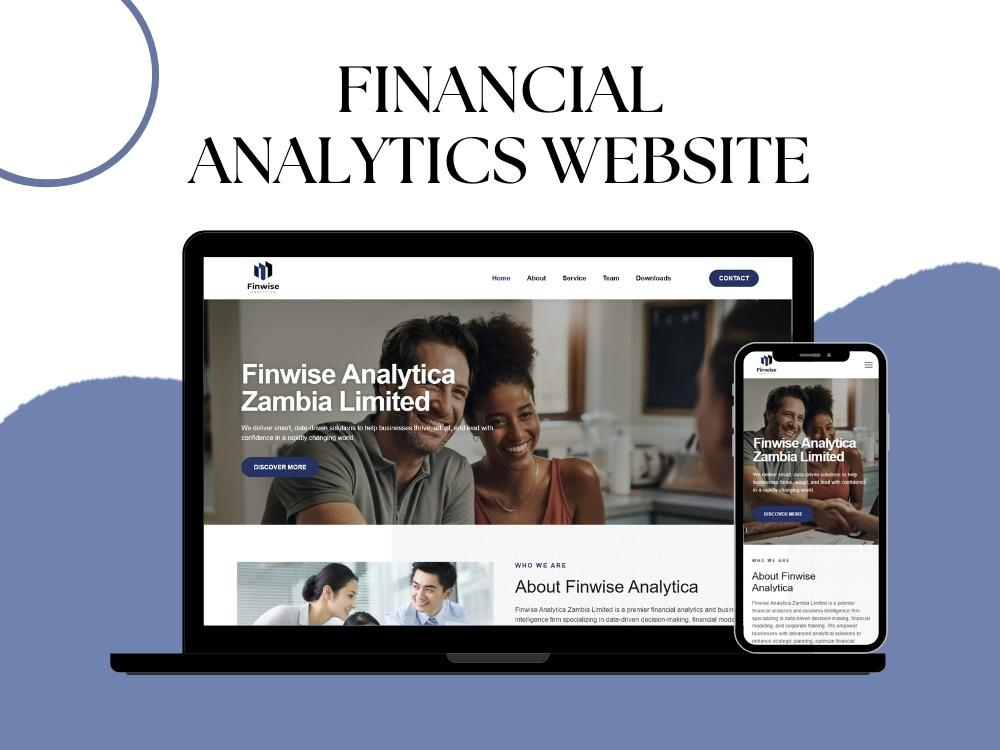 Finwise Analytica Zambia Limited website mockup featuring SEO Services in Abu Dhabi.