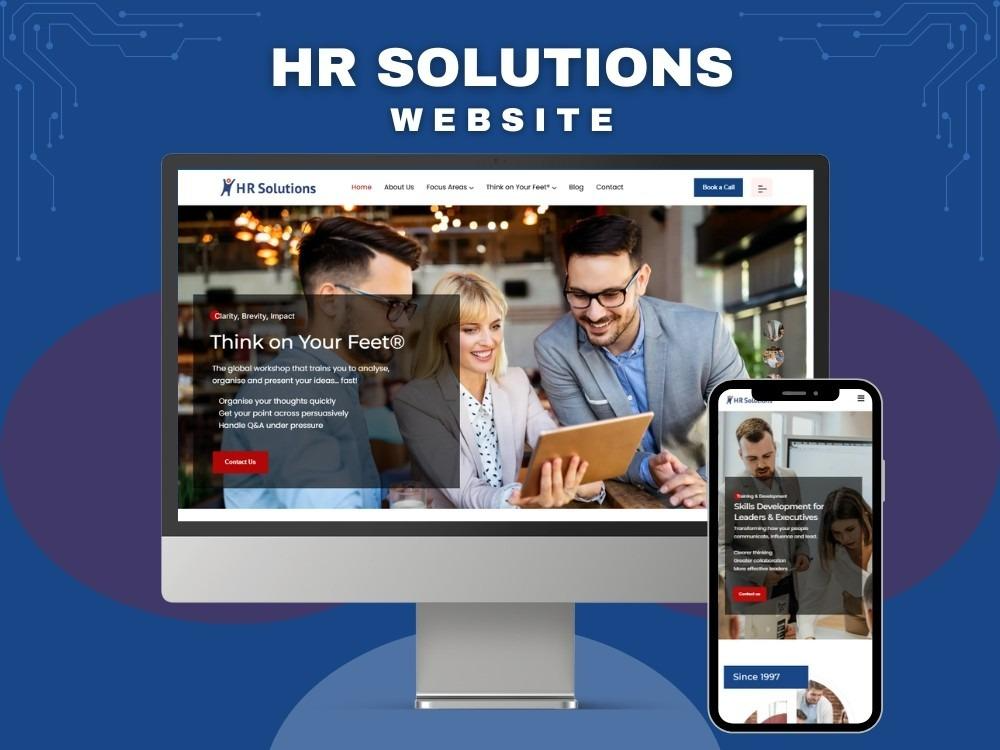 HR Solutions Website mockup featuring professional SEO Service in Abu Dhabi for growth.